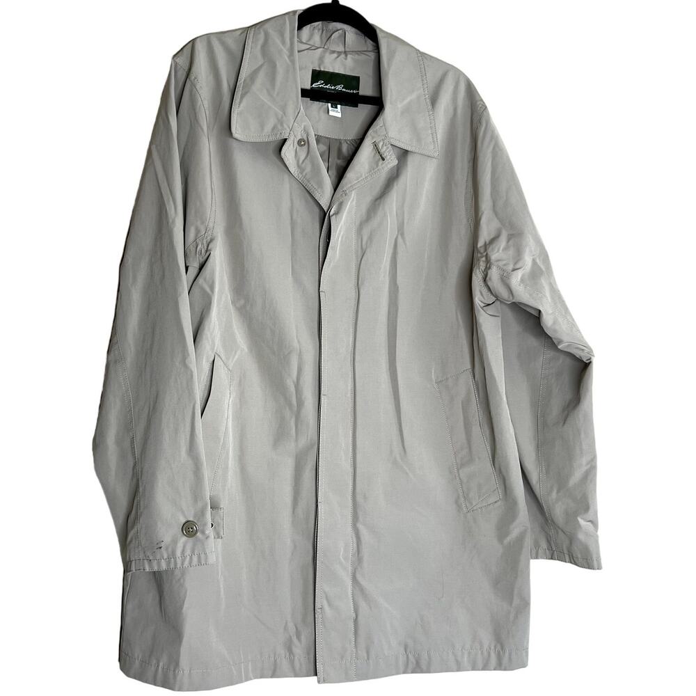 Eddie Bauer Trench Coat Men Large Tan Fall Winter Eddie Trench Classic Dark Sand